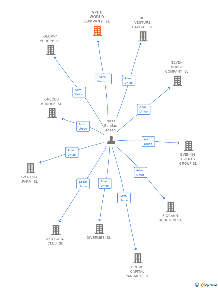 Vinculaciones societarias de APEX WORLD COMPANY SL