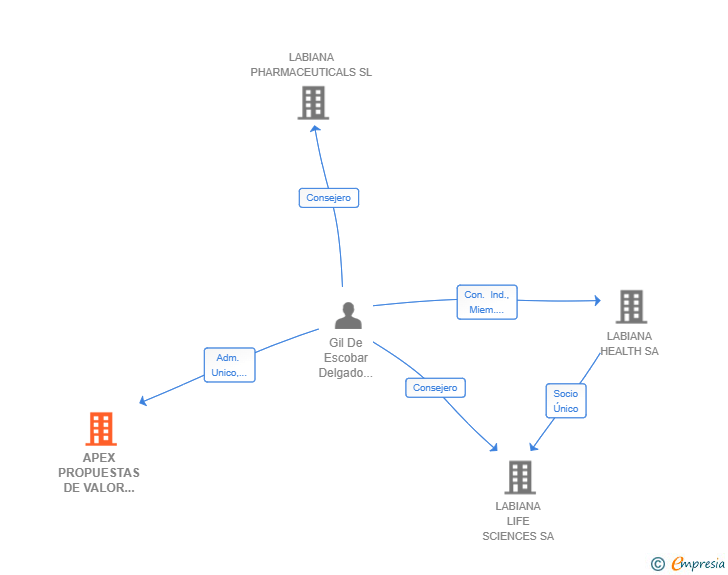 Vinculaciones societarias de APEX PROPUESTAS DE VALOR EJECUTIVO E INVERSION SL