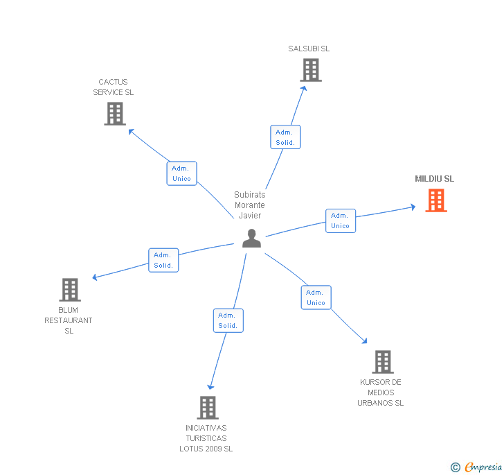 Vinculaciones societarias de MILDIU SL