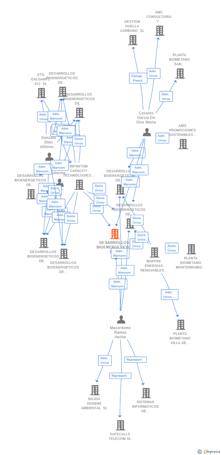 Vinculaciones societarias de DESARROLLOS BIOENERGETICOS DE EXTREMADURA TIERRA DE BARROS SL