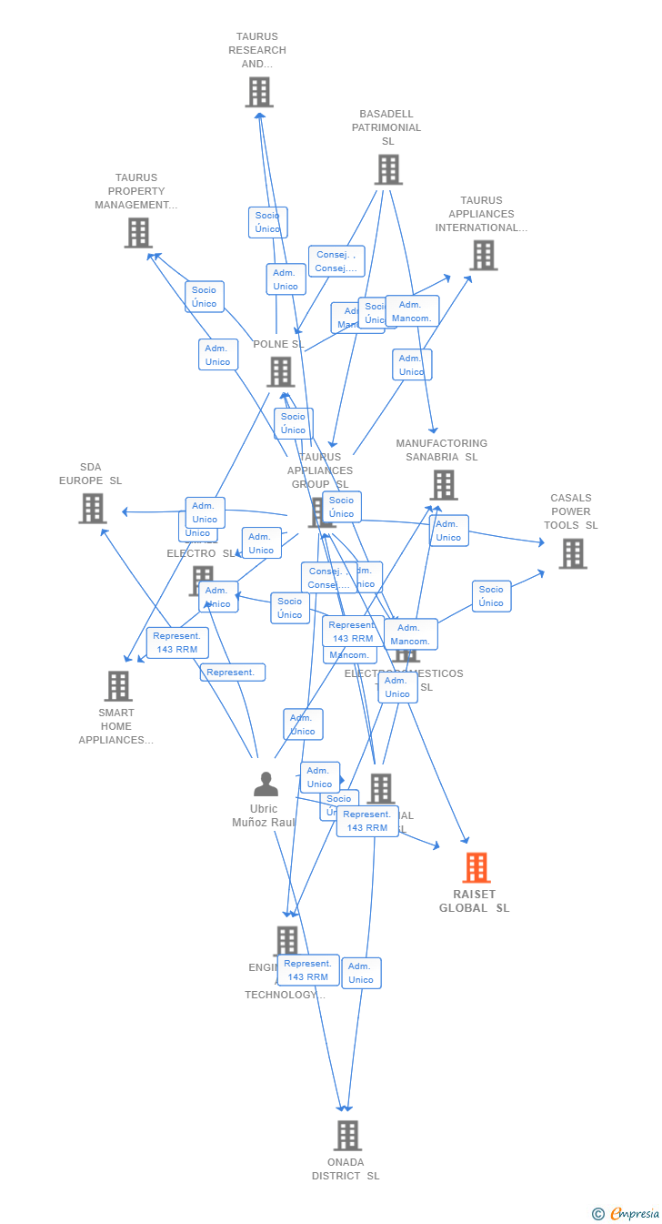 Vinculaciones societarias de RAISET GLOBAL SL