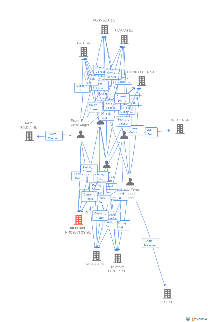 Vinculaciones societarias de NIEPRAPE PROYECTOS SL (EXTINGUIDA)