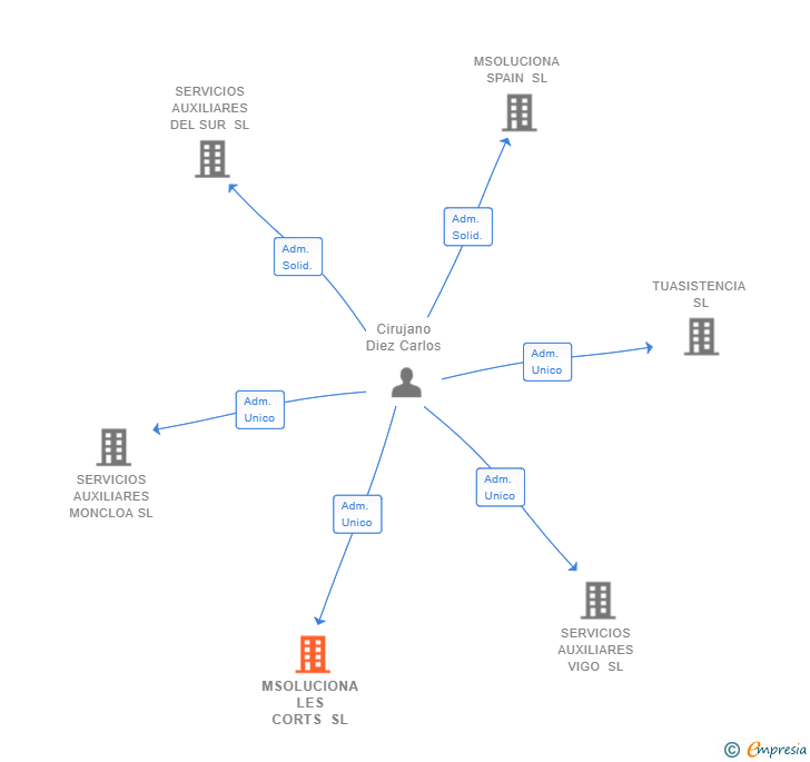 Vinculaciones societarias de MSOLUCIONA LES CORTS SL