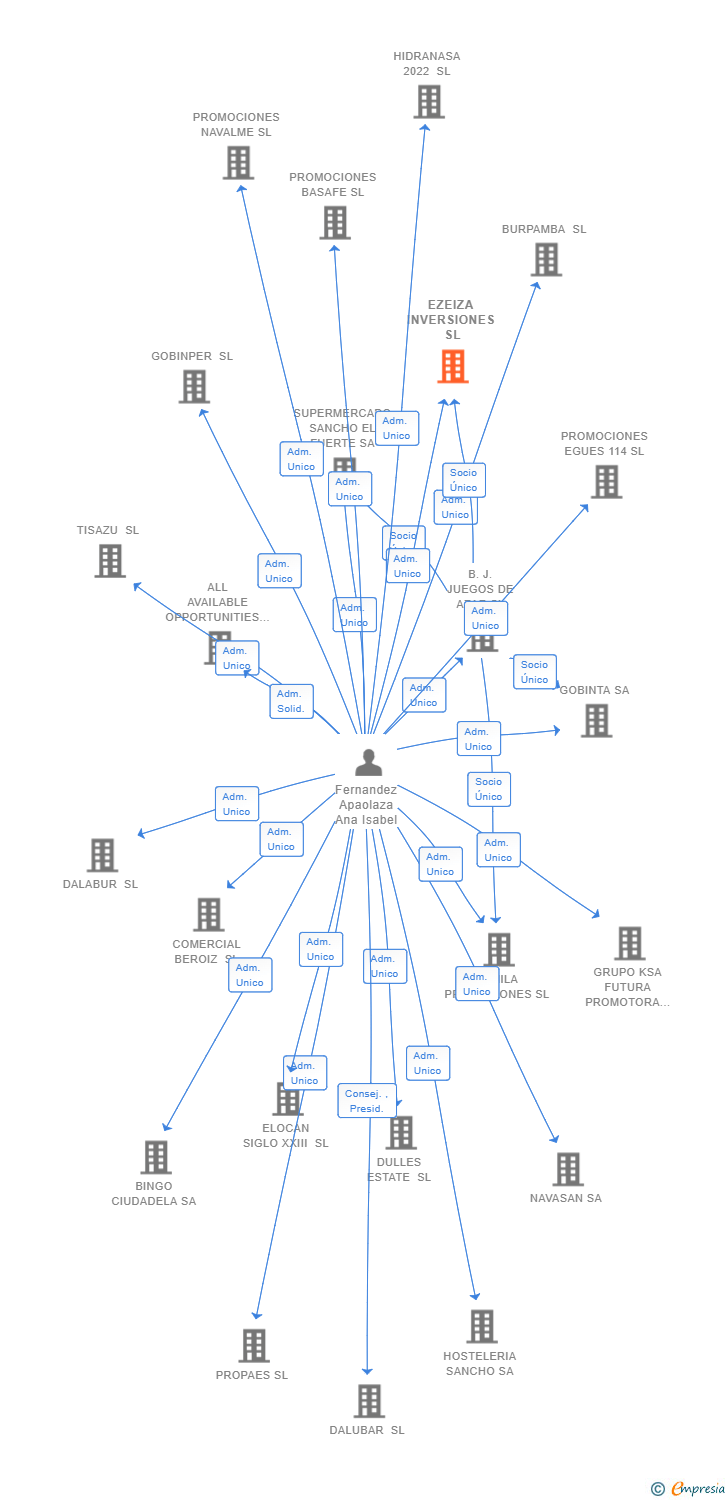 Vinculaciones societarias de EZEIZA INVERSIONES SL
