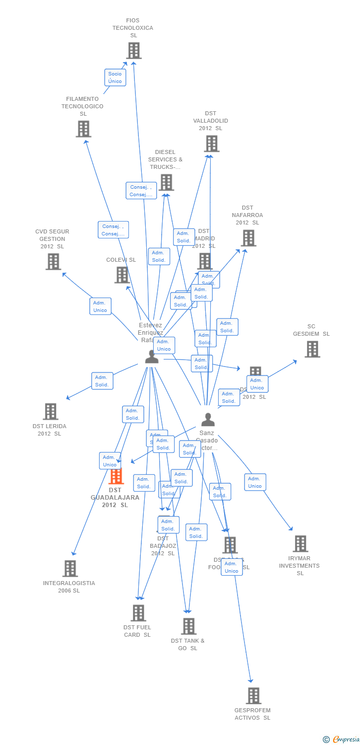 Vinculaciones societarias de DST GUADALAJARA 2012 SL