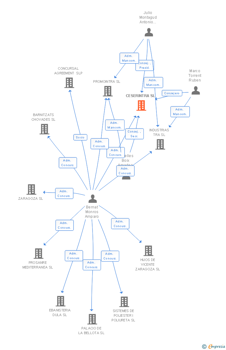 Vinculaciones societarias de CESERINTRA SL