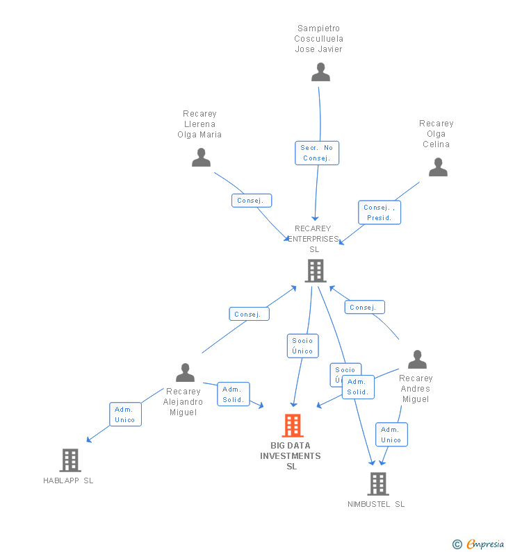 Vinculaciones societarias de BIG DATA INVESTMENTS SL
